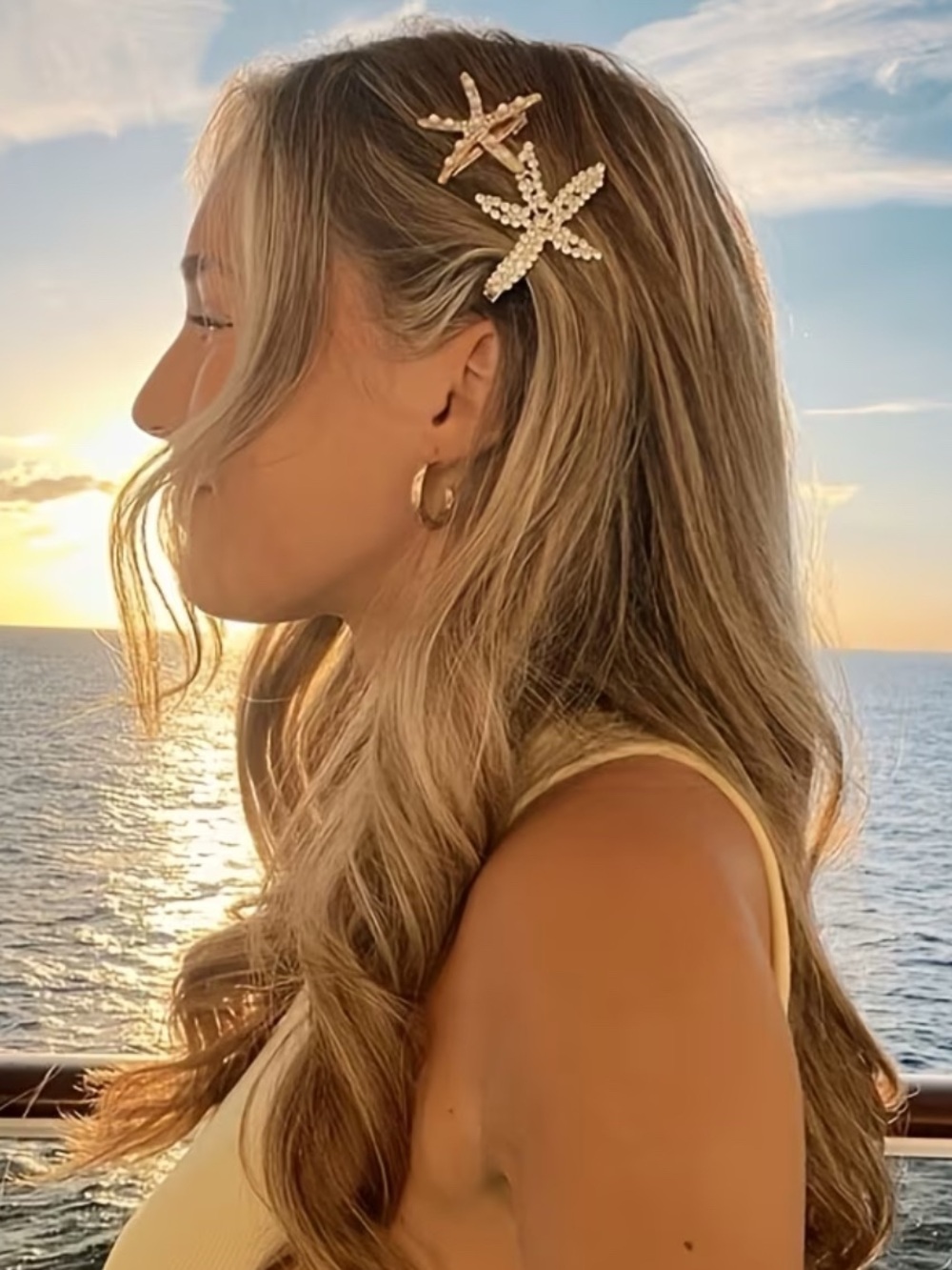 Pearl Starfish Hair Clips - Gold and Pearl Accents
